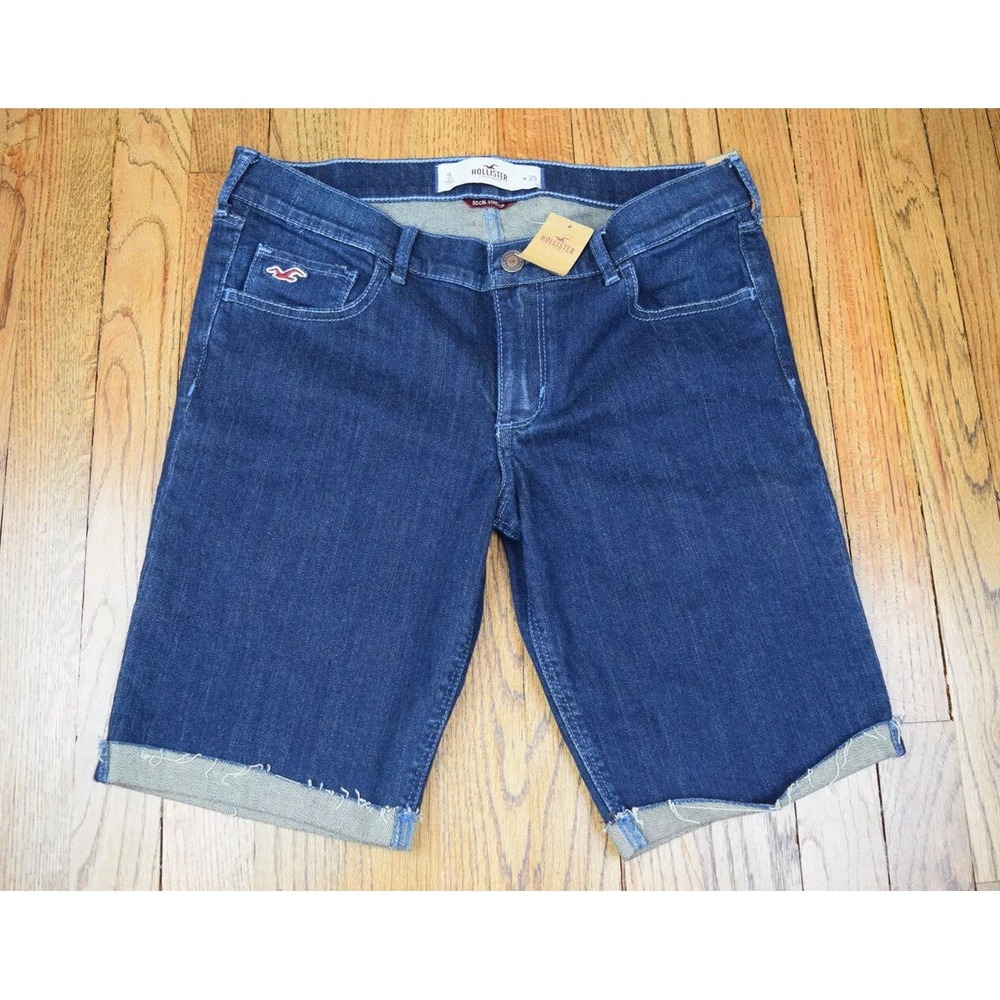 NWT Hollister Women's Low Rise‎ Denim Bermuda Shorts Dark Wash Size 9